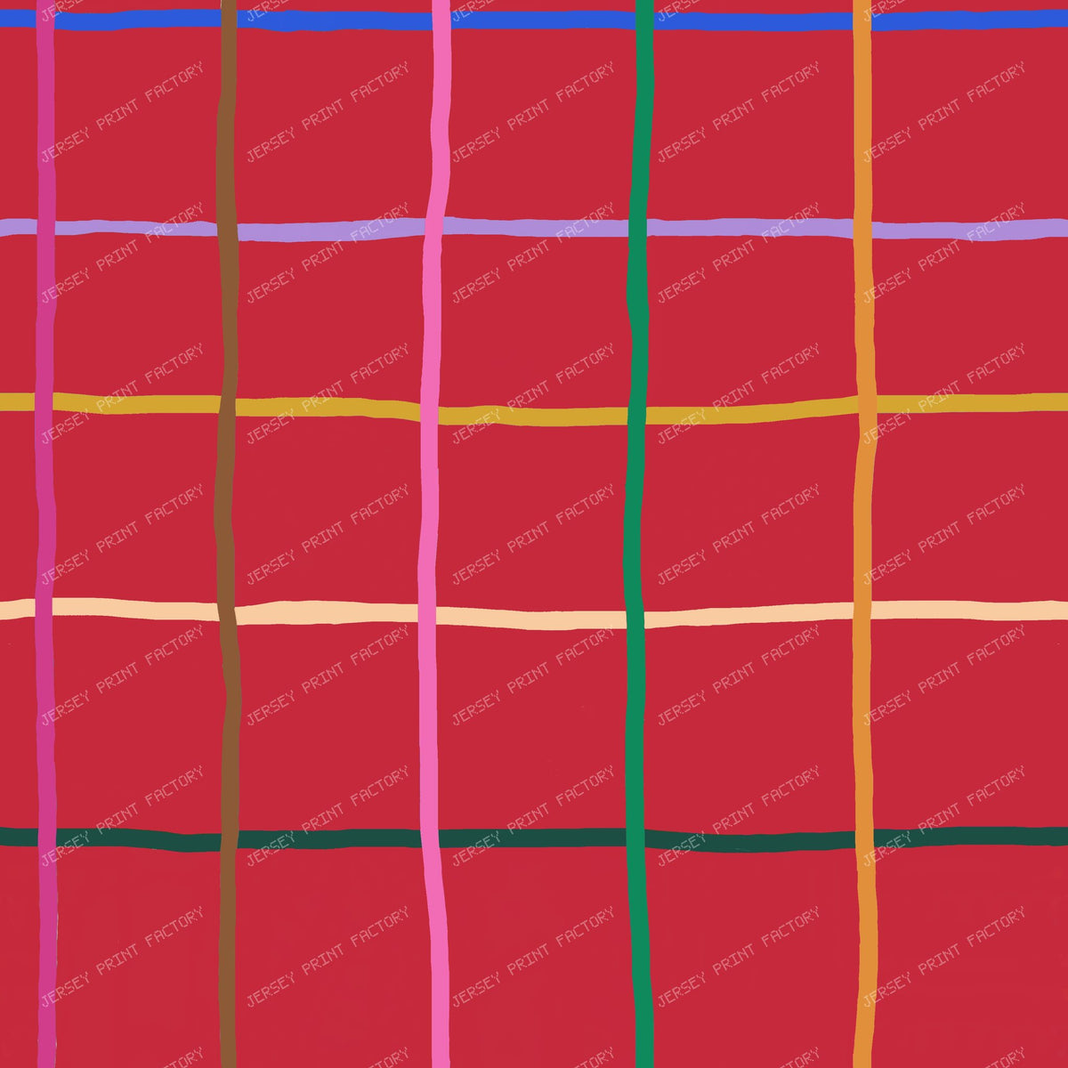 Colorful Hand Drawn Windowpane on Red