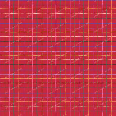 Colorful Hand Drawn Windowpane on Red