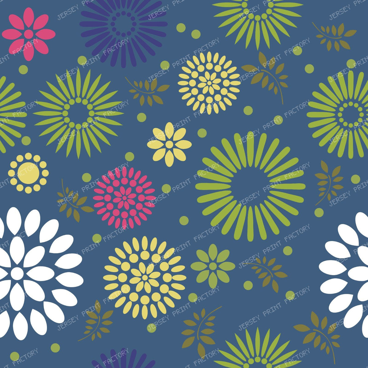 Colorful Flowers, Retro Flowers, Leaves, Dots, Floral Pattern — Colorful 2