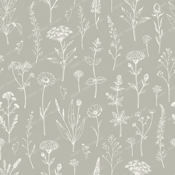 Cottagecore Botanical Herbarium Wildflowers - Olive Green and Beige — Warm Greige