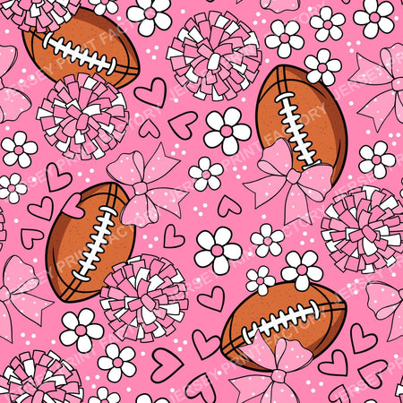 Football Cheerleader Cheer Bows Pom Poms In Pink