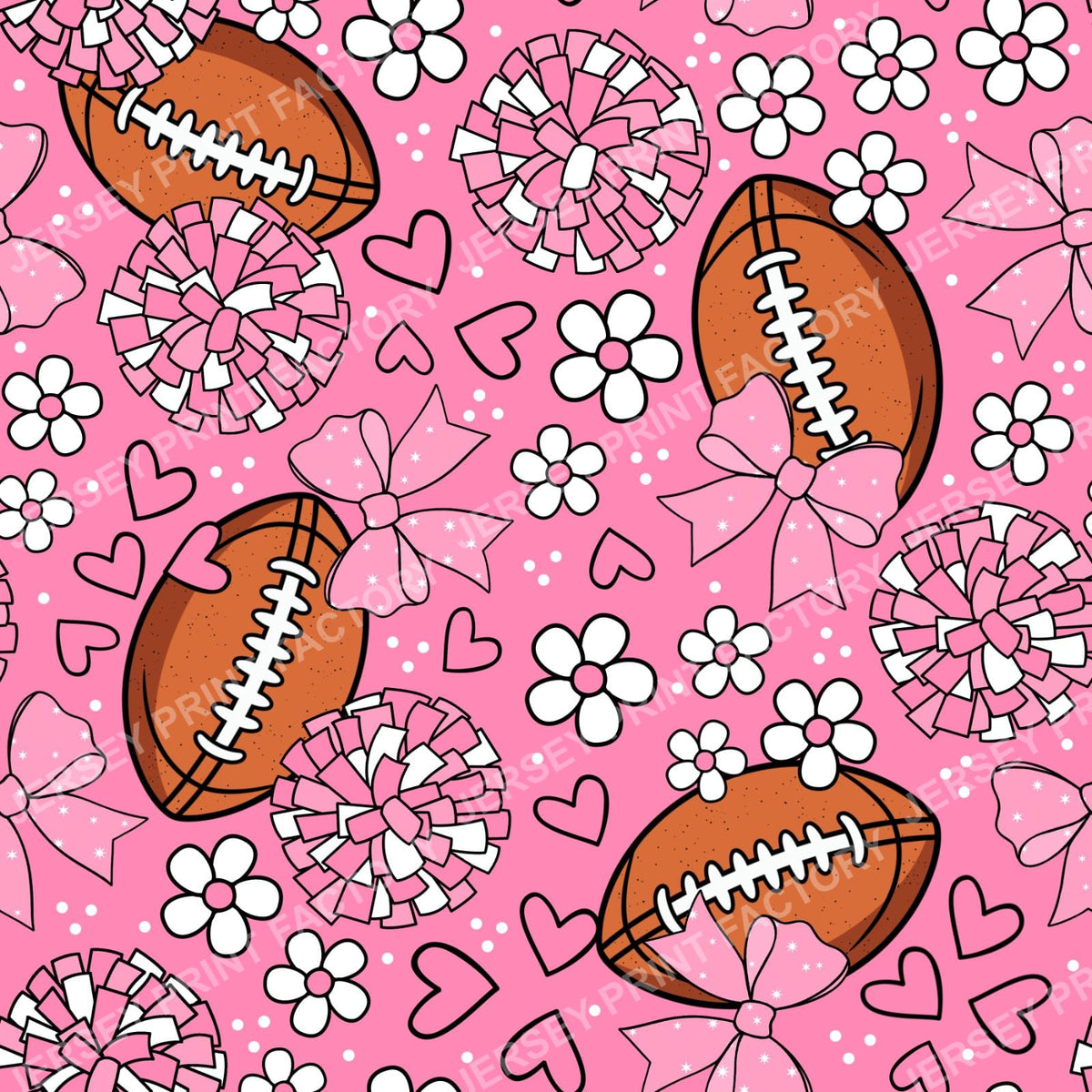 Football Cheerleader Cheer Bows Pom Poms In Pink