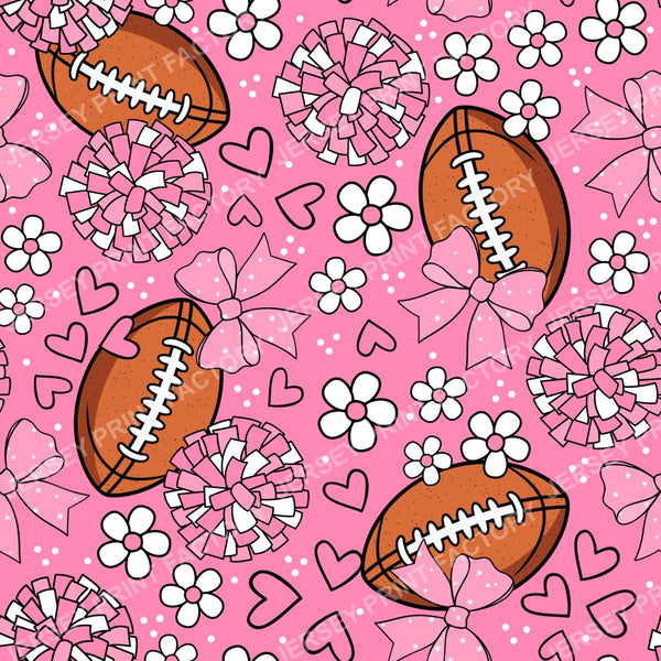 Football Cheerleader Cheer Bows Pom Poms In Pink