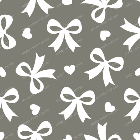 Bow Pattern, Coquette Bow, Ribbon, Cute Bow, White Bow, Hearts, Black — Gray 2
