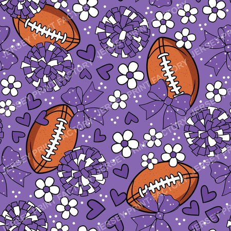 Football Cheerleader Cheer Bows Pom Poms In Purple