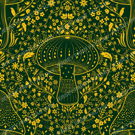 Enchanted Mushroom Forest — Dark Green
