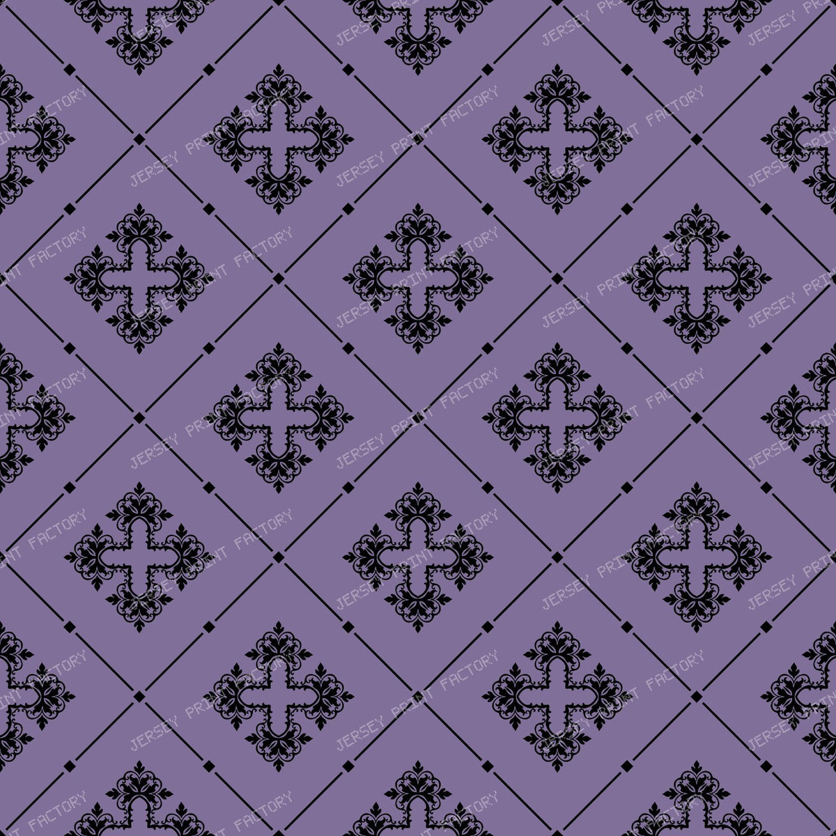 Black And White Damask, French Damask, Baroque Pattern — Purple 4