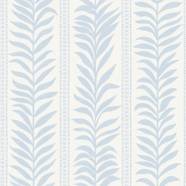 Belinda   Vertical Vine Stripe   White & Ice Blue