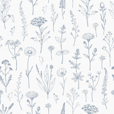 Wildflower Meadow Organic Vintage Botanicals - Mint Green — Slate Blue and White