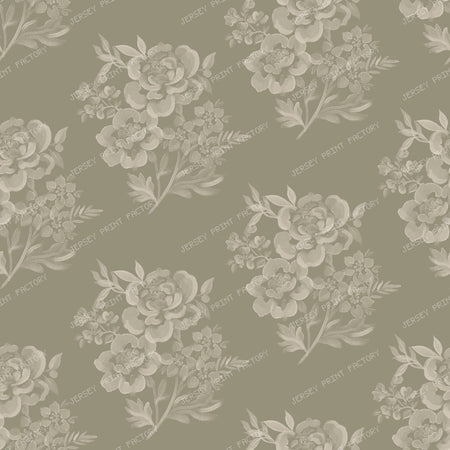 Etta - Watercolour Floral  Bunches   Dusky Blue — Olive Green