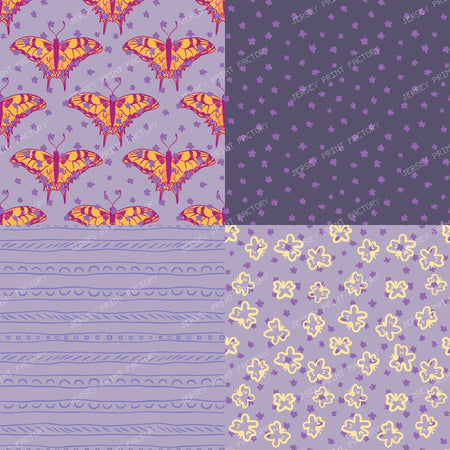 Ocean Blue Butterfly Cheater Quilt Patchwork — Dusty violet