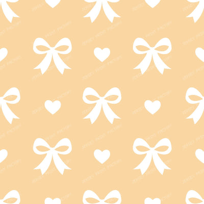 Bow Pattern, Coquette Bow, Ribbon, Cute Bow, White Bow, Hearts, Black — Beige 2