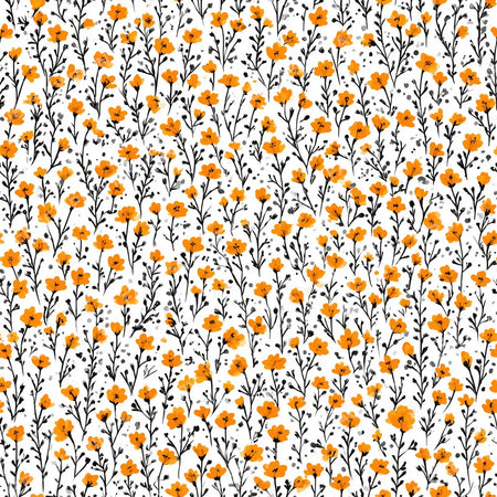 Orange Small Flower Print