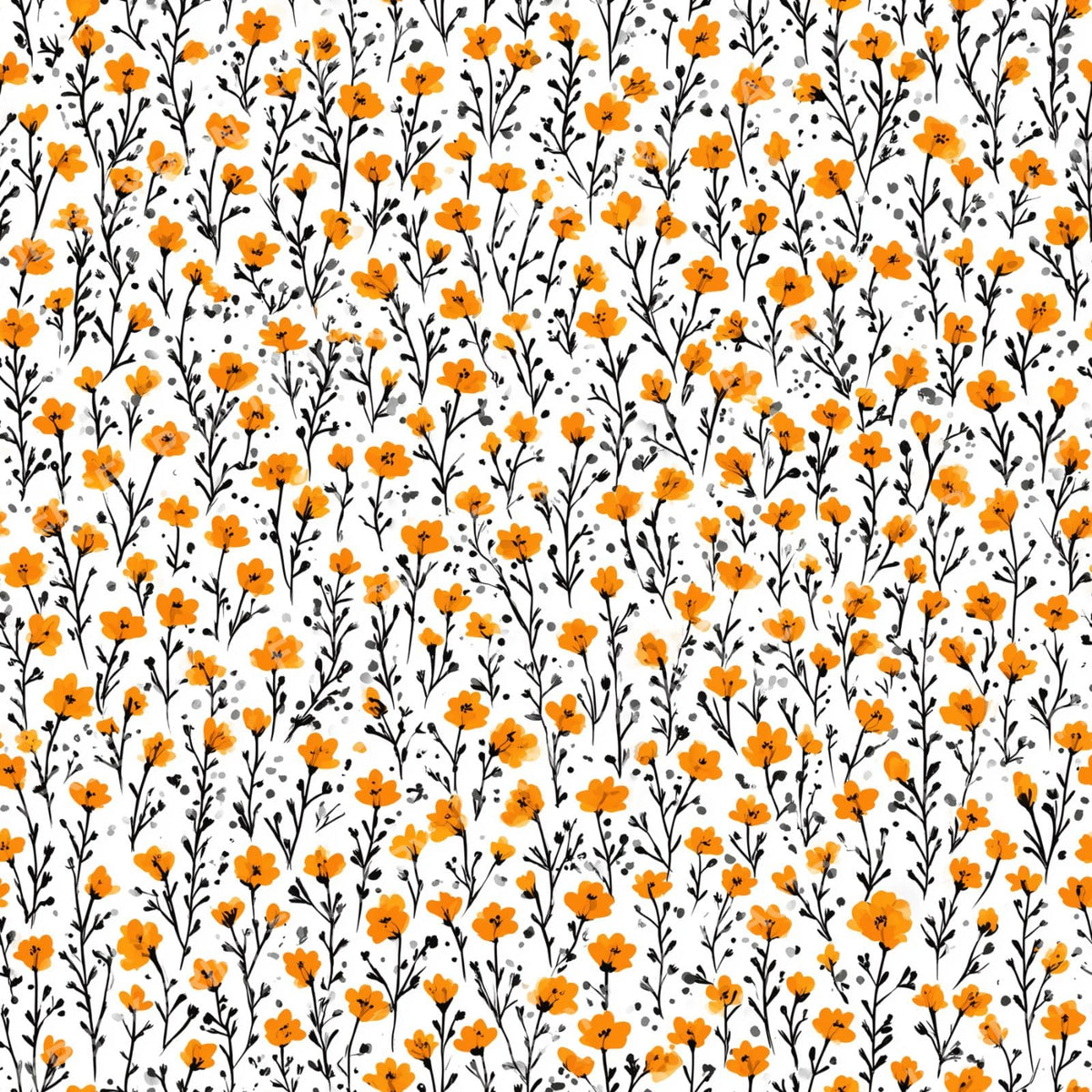 Orange Small Flower Print