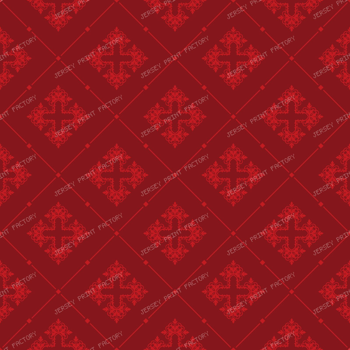 Black And White Damask, French Damask, Baroque Pattern — Red 4