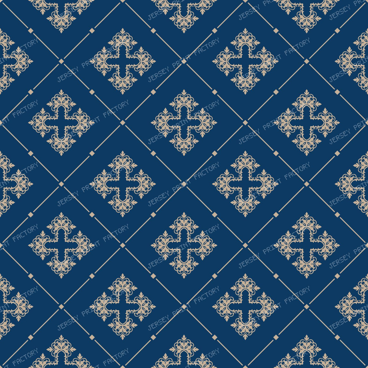 Black And White Damask, French Damask, Baroque Pattern — Navy Blue 2