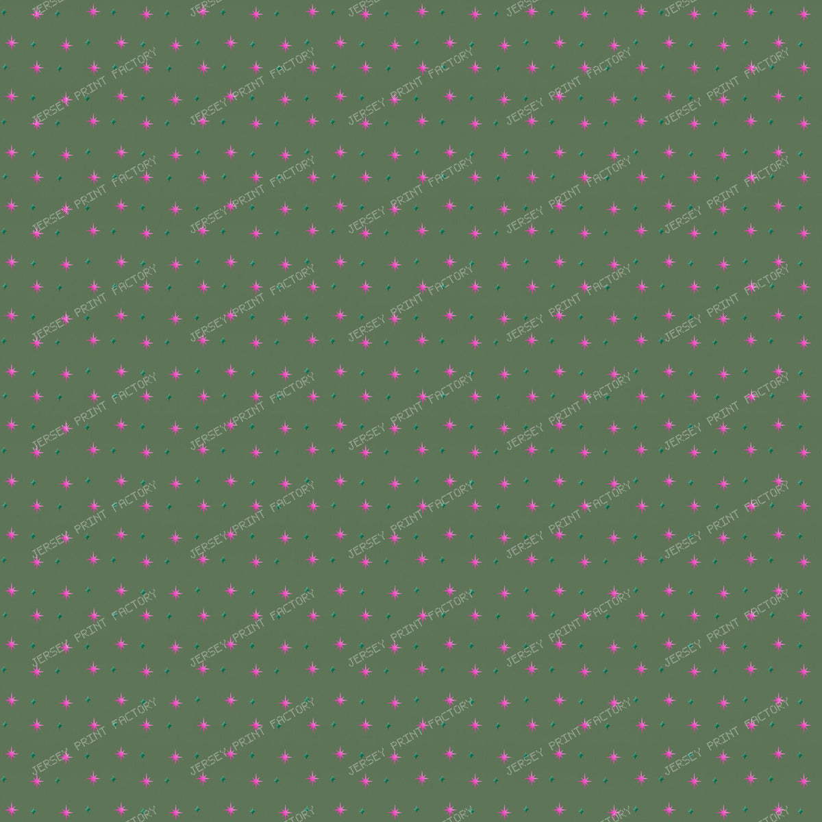 Pink Sparkle & Stars on Muted Green