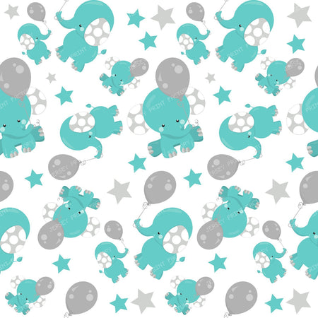 Pattern Of Blue Elephants, Cute Elephants, Stars
