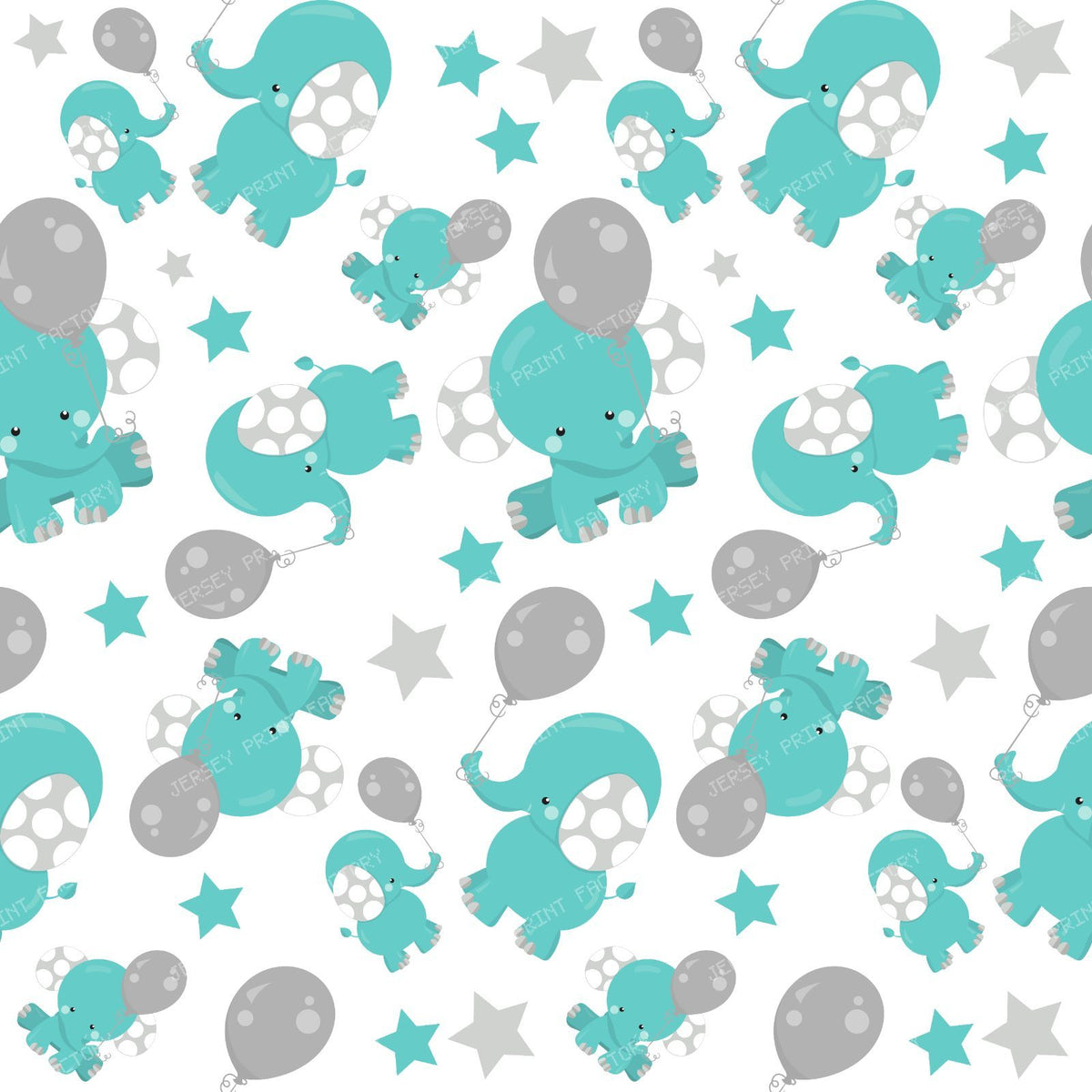 Pattern Of Blue Elephants, Cute Elephants, Stars