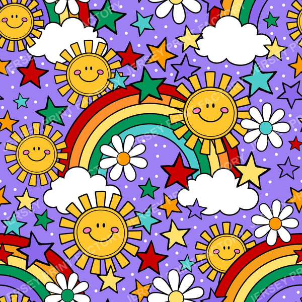 Sunshine And Rainbows Happy Sky Doodles Purple