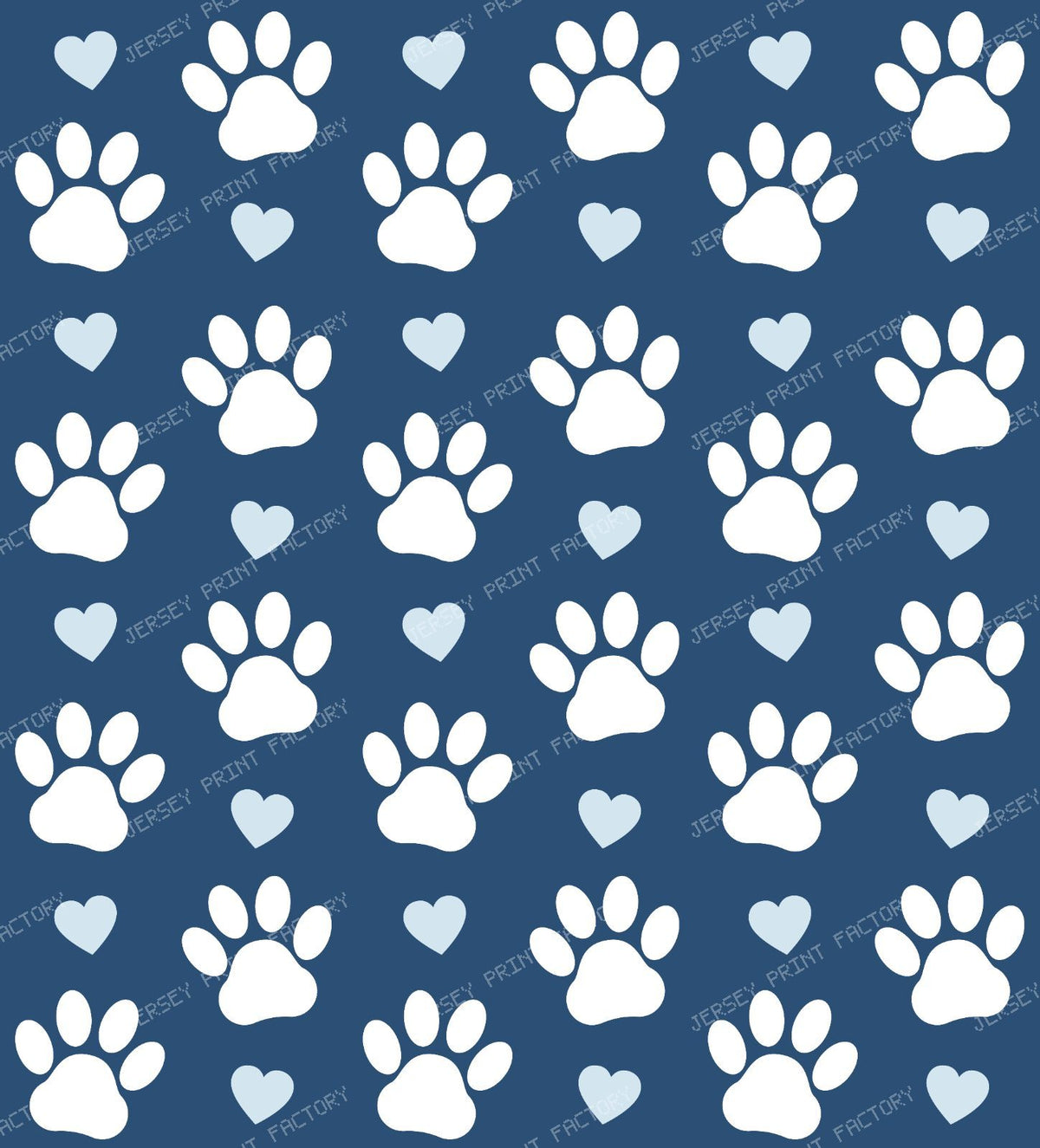 Pattern Of Paws, Dog Paws, Black Paws, Red Hearts — Blue and White 1