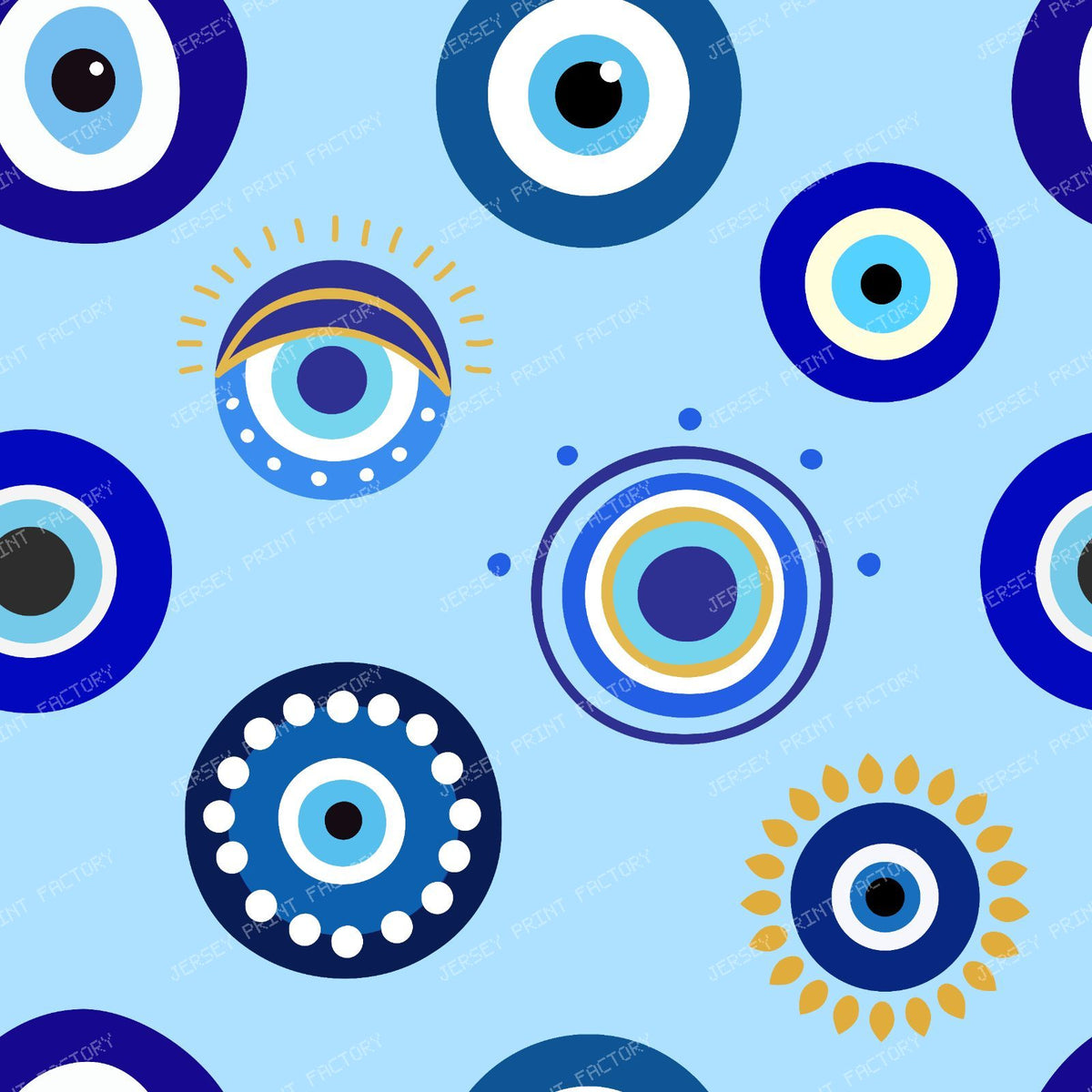 Evil Eye Pattern, Turkish Eye, Nazar, Mati, Mataki, Hamsa — Blue 1