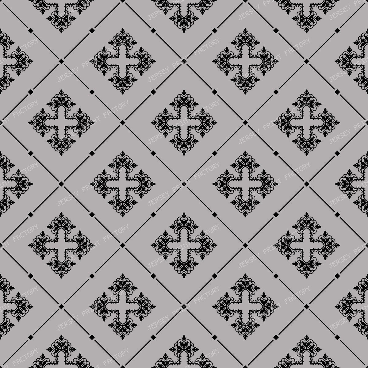 Black And White Damask, French Damask, Baroque Pattern — Gray 2