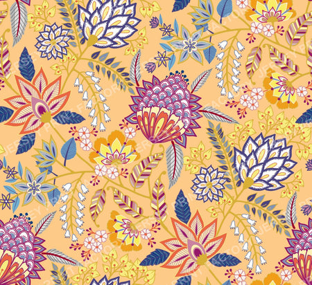 Modern Contemporary Chintz Floral Amber