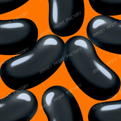 Blacck Jelly Beans on Orange