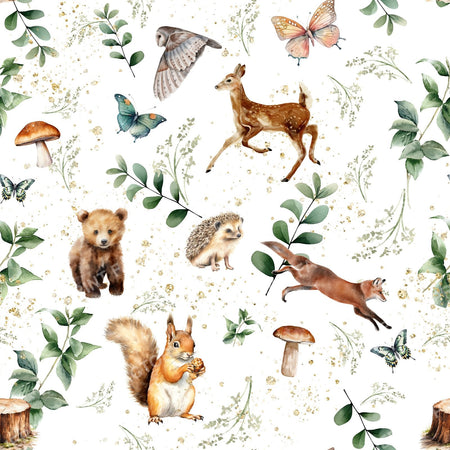 Watercolor woodland animals and forest elements