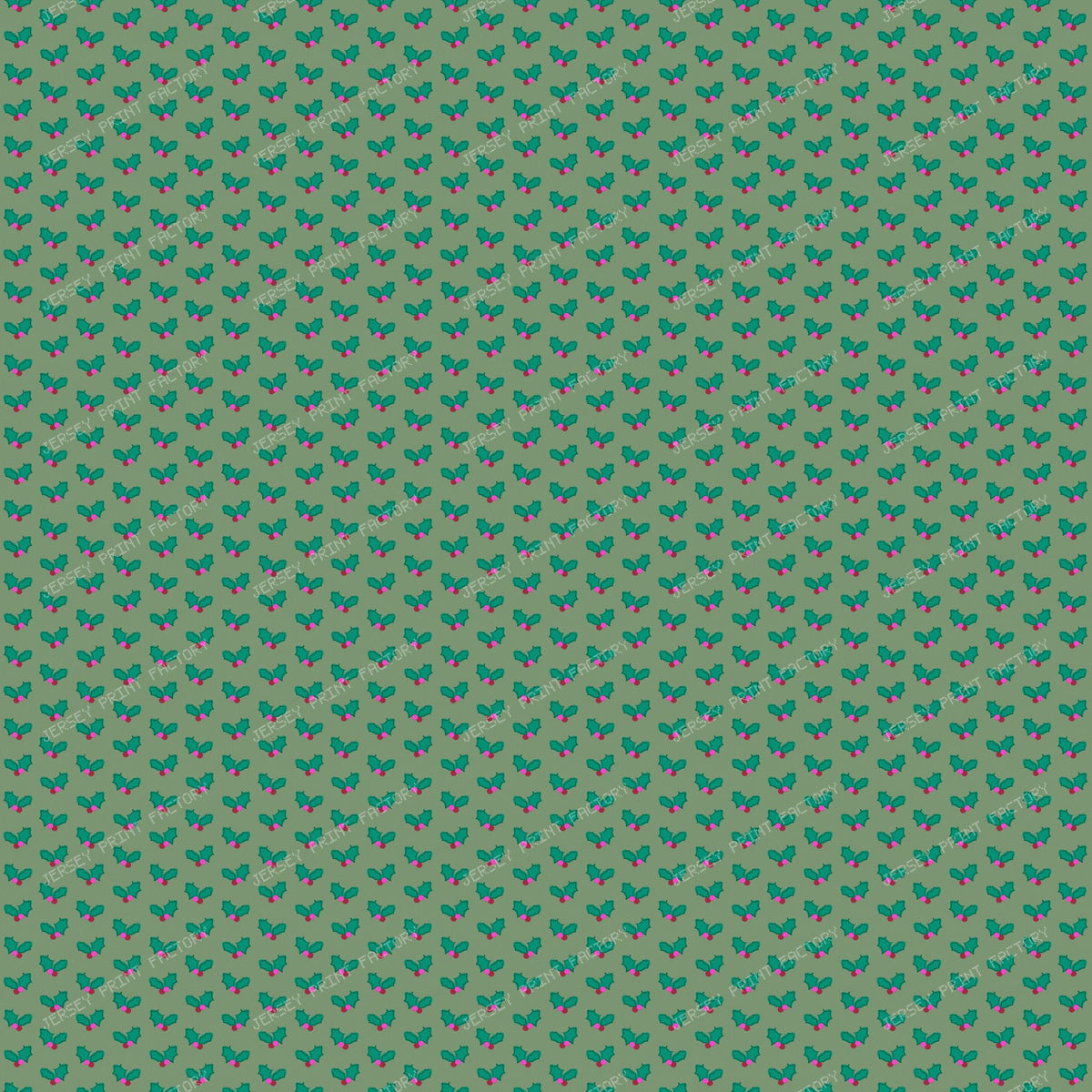 Christmas Holly on Muted Green2