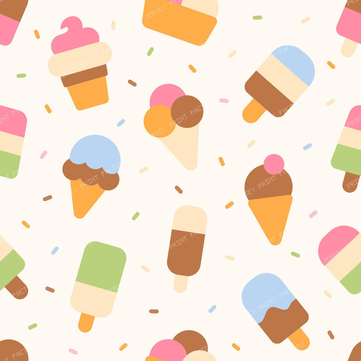 Ice Cream Cone, Ice Popsicle, Ice Cream Pattern — Beige