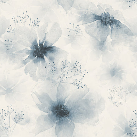 Vintage Blue Watercolor Floral Seamless Pattern