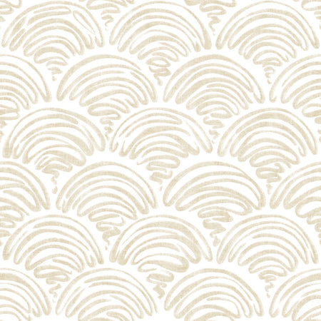 freehand scallop beige on white