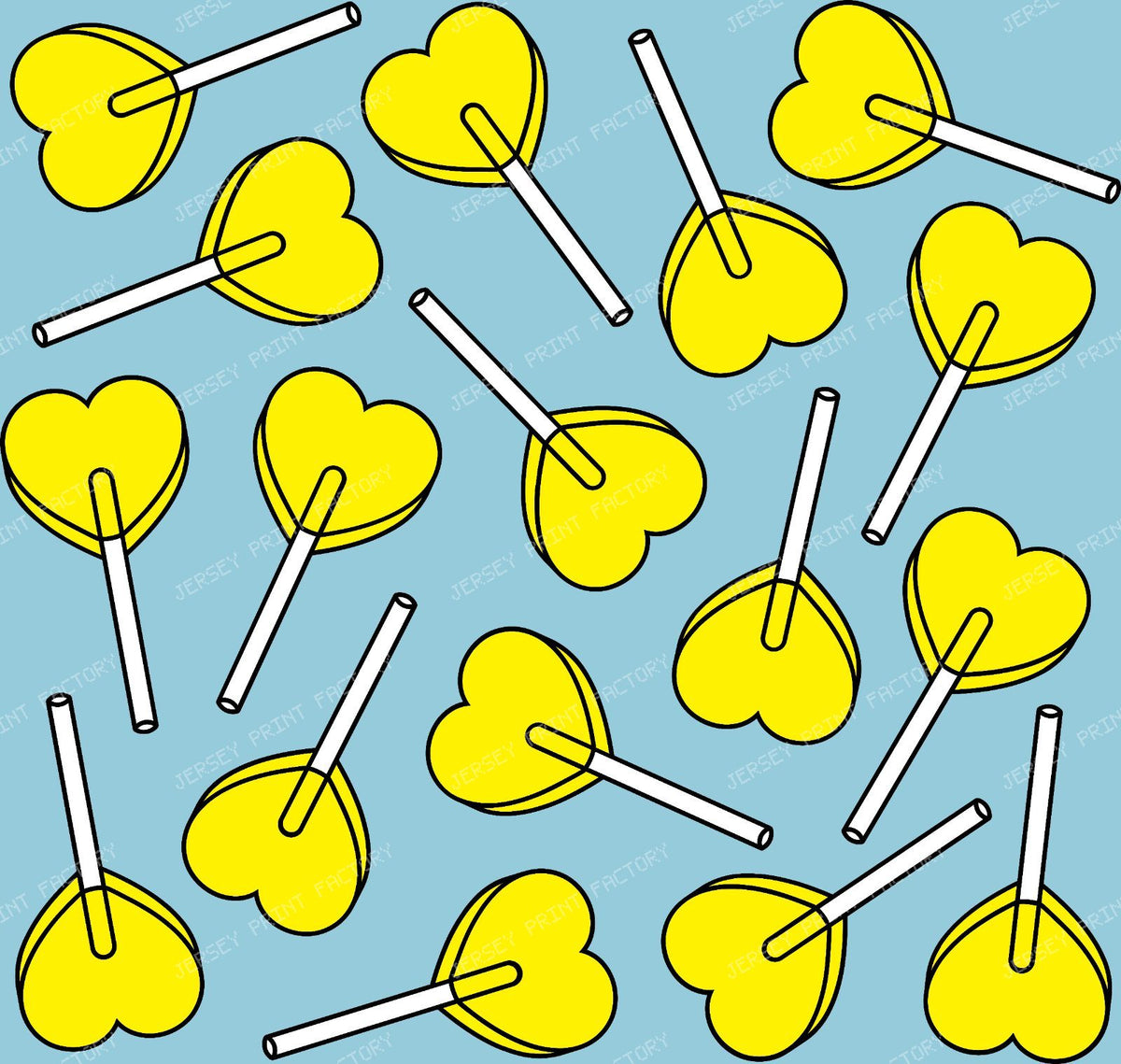 Blue Lollipops, Heart Lollipops, Lollipop Pattern — Yellow 1