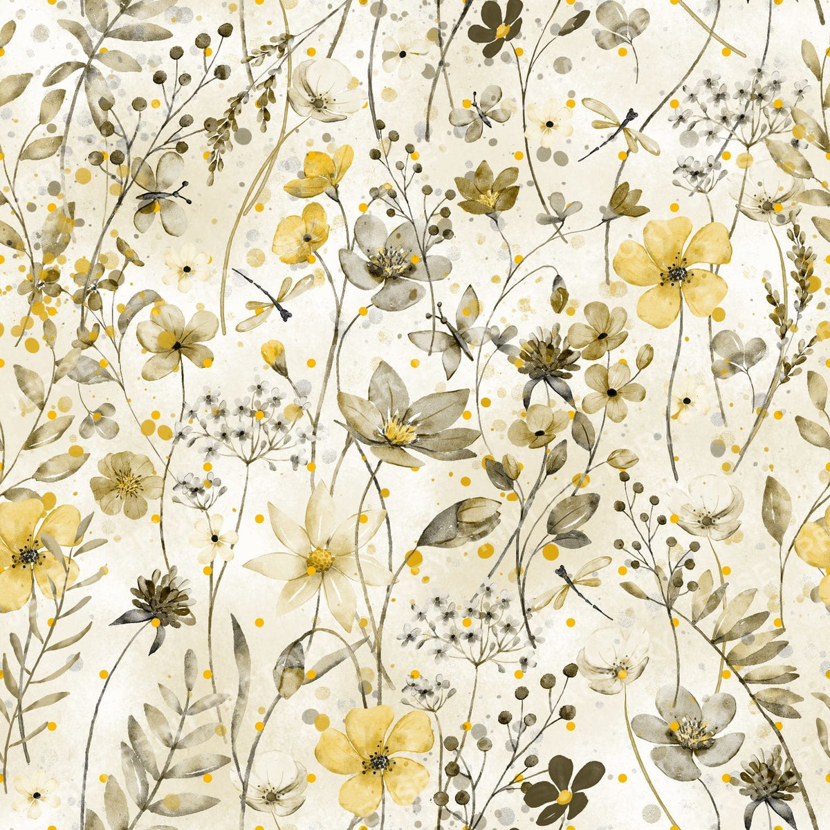 Flower Paradise 2 - yellow khaki mood