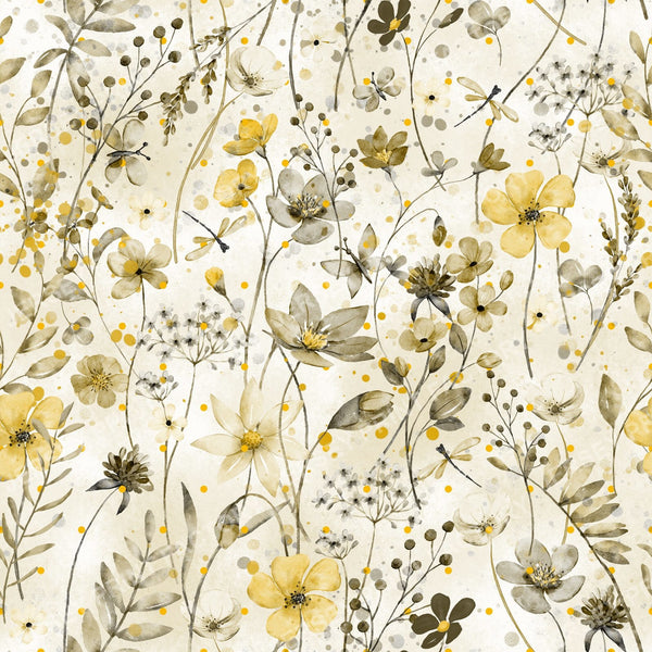 Flower Paradise 2 - yellow khaki mood
