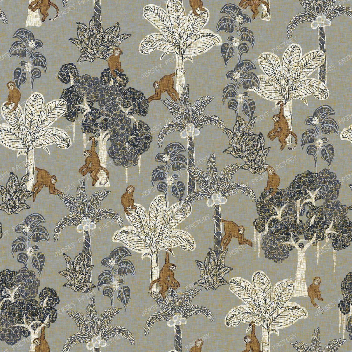 Tropical Monkey Palm Tree Botanical — Grey