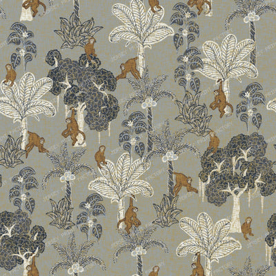 Tropical Monkey Palm Tree Botanical — Grey