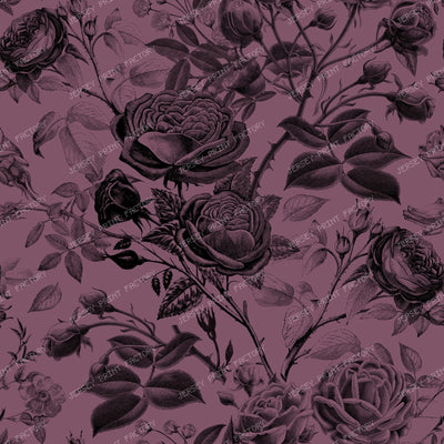 Climbing Roses Floral Botanical Monochromatic Pattern on Mauve