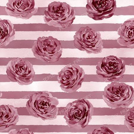 Watercolor Rose on Horizontal Stripe