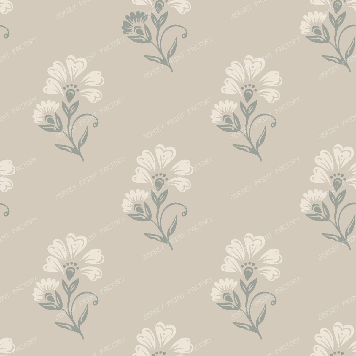 Beatrice   3 Colour Block Print Floral   Beige & cream