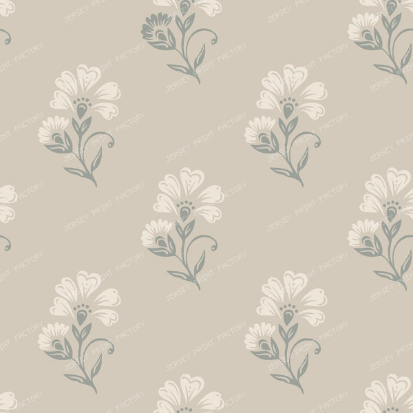 Beatrice   3 Colour Block Print Floral   Beige & cream