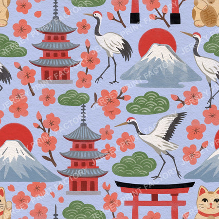 Springtime Japan in Traditional Colours on Red — Lilac