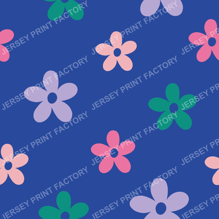 Simple pastel flowers on bright blue