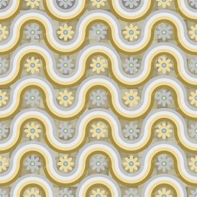 Wavy Daisy Hills Stripes Up and Down U Checkered Background