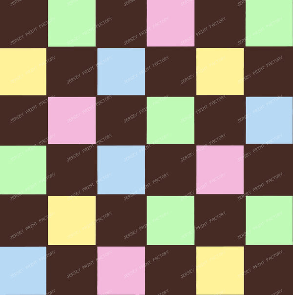 Checkered in Pastel Colors with Chocolate Brown