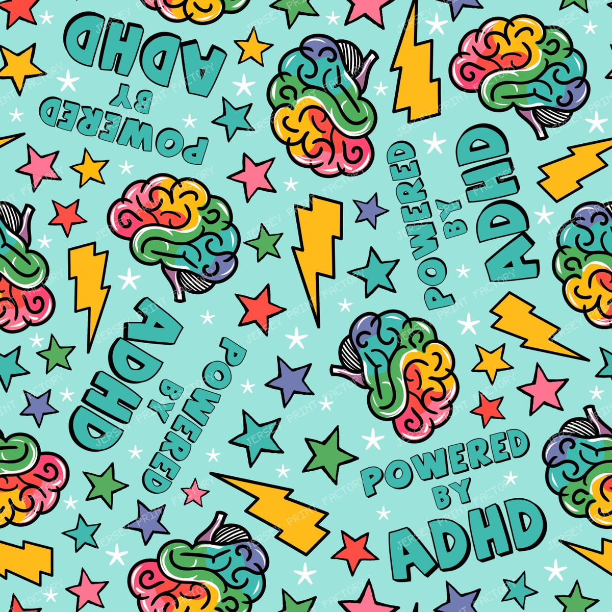 Powered by ADHD Colorful Brain  and Star  Blue