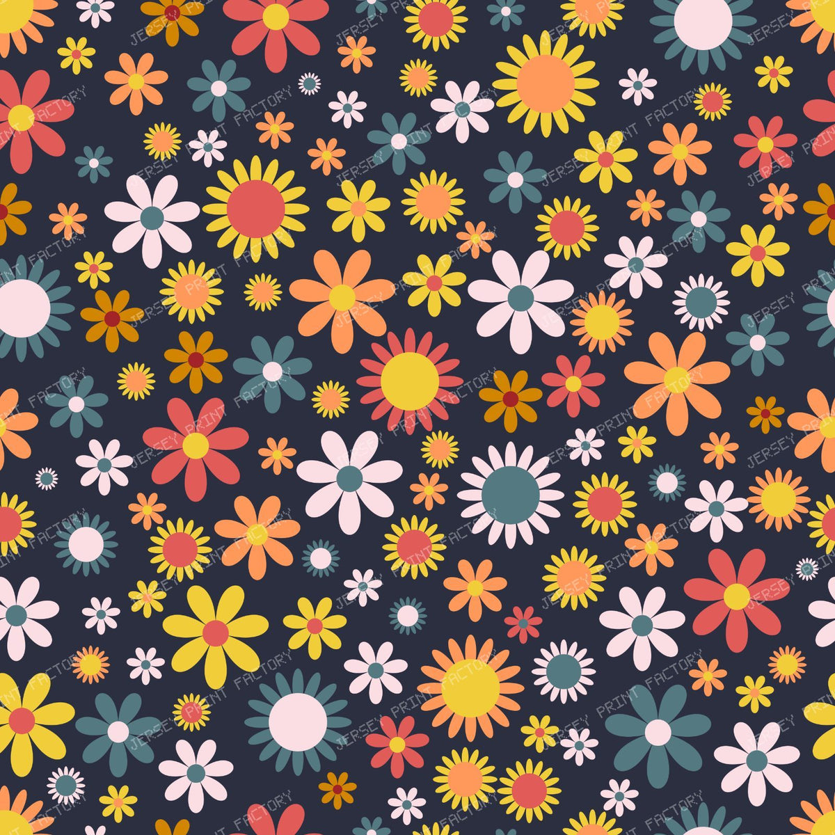 Colorful Flowers, Retro Flowers, Floral Pattern — Colorful 14