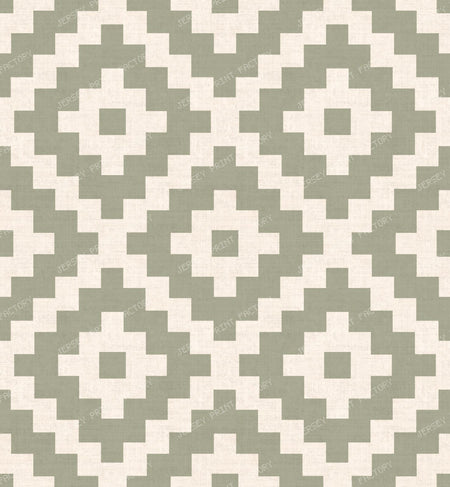Western Tribal Aztec Diamonds - Boho Interior Geometric - Terracotta Clay — Sage Green